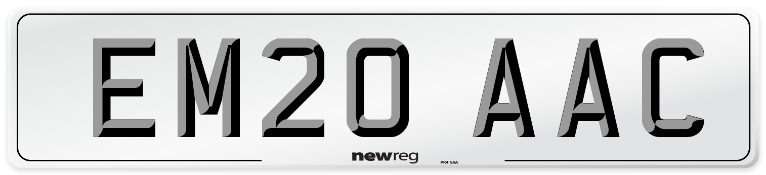 EM20 AAC Number Plate from New Reg